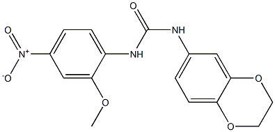 1-(2,3-dihydro-1,4-benzodioxin-6-yl)-3-(2-methoxy-4-nitrophenyl)urea Struktur