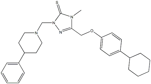 5-[(4-cyclohexylphenoxy)methyl]-4-methyl-2-[(4-phenylpiperidin-1-yl)methyl]-1,2,4-triazole-3-thione Struktur