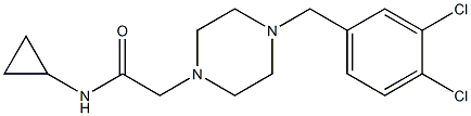 N-cyclopropyl-2-[4-[(3,4-dichlorophenyl)methyl]piperazin-1-yl]acetamide Struktur