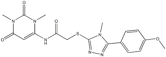 N-(1,3-dimethyl-2,6-dioxopyrimidin-4-yl)-2-[[5-(4-methoxyphenyl)-4-methyl-1,2,4-triazol-3-yl]sulfanyl]acetamide Struktur