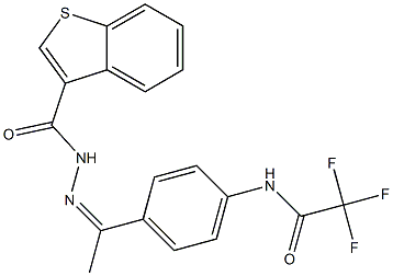 N-[(Z)-1-[4-[(2,2,2-trifluoroacetyl)amino]phenyl]ethylideneamino]-1-benzothiophene-3-carboxamide Struktur