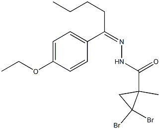 2,2-dibromo-N-[(Z)-1-(4-ethoxyphenyl)pentylideneamino]-1-methylcyclopropane-1-carboxamide Struktur