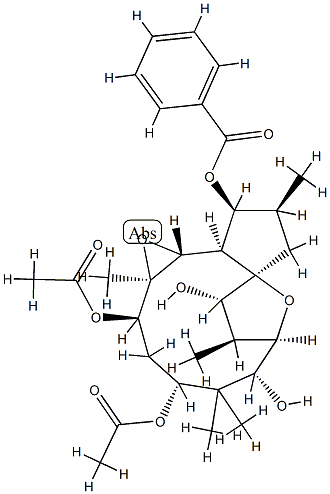 5,6:12,15-Diepoxy-3,7,9,11,14-jatrophanepentol 3-benzoate 7,9-diacetate Struktur