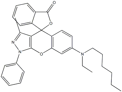7-(Ethylhexylamino)-3-methyl-1-phenylspiro[[1]benzopyrano[2,3-c]pyrazole-4(1H),1'(3'H)-isobenzofuran]-3'-one Struktur