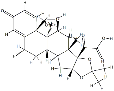 (6ALPHA,11BETA,16ALPHA,17ALPHA)-6,9-二氟-11-羥基-16,17-[(1-甲基亞乙基)二(氧基)]-3,20-二氧代孕甾-1,4-二烯-21-酸, 106931-78-6, 結(jié)構(gòu)式