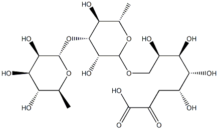 3-deoxy-8-O-(3-O-rhamnopyranosyl-rhamnopyranosyl)-manno-octulosonate Struktur
