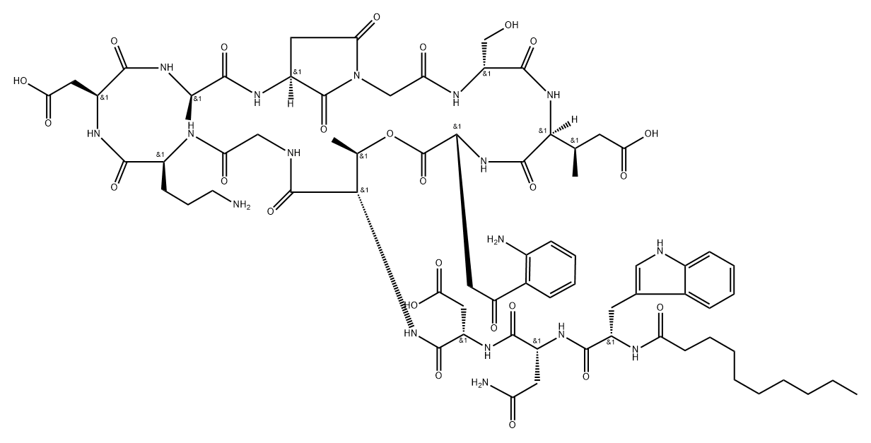 9-(2,5-d|Dioxo-L-3-aMino-1-pyrrolidineacetic acid)-10-deglycine DaptoMycin Struktur