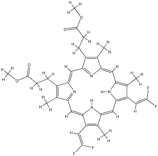3(2),3(2),8(2),8(2)-tetrafluoroprotoporphyrin dimethyl ester Struktur