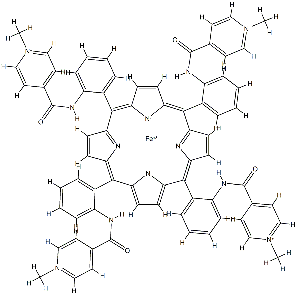Fe(III)-alpha,alpha,alpha,beta-tetra-ortho-(N-methyl-isonicotinamidophenyl)porphyrin Struktur