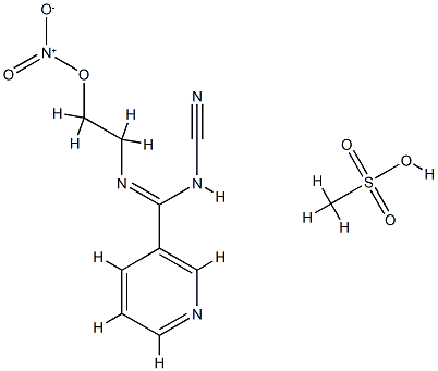 N-cyano-N'-(2-nitroxyethyl)-3-pyridinecarboximidamide methanesulfonate Struktur