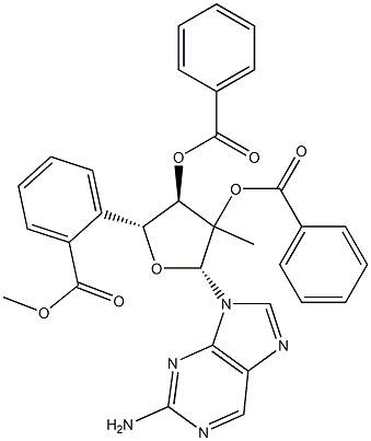 2-AMino-9-[(2,3,5-tri-O-benzoyl-2-C-Methyl-β-D-ribofuranosyl)]-9H-purine|9-(2,3,5-三-O-苯甲?；?2-C-甲基-BETA-D-呋喃核糖基)-9H-嘌呤-2-胺