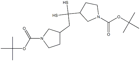 di-tert-butyl 3,3'-(disulfanediylbis(Methylene))bis(pyrrolidine-1-carboxylate) Struktur