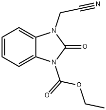 1H-?Benzimidazole-?1-?carboxylic acid, 3-?(cyanomethyl)?-?2,?3-?dihydro-?2-?oxo-?, ethyl ester Struktur
