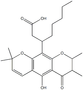 7,8-Dihydro-5-hydroxy-2,2,7,8-tetramethyl-6-oxo-β-pentyl-2H,6H-benzo[1,2-b:5,4-b']dipyran-10-propionic acid Struktur