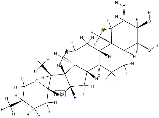 (25R)-5β-Spirostane-2β,3α,4β-triol Structure