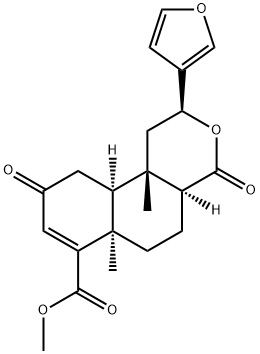 (2S)-2-(3-Furyl)-1,4,4aα,5,6,6a,9,10,10aα,10b-decahydro-6aα,10bβ-dimethyl-4,9-dioxo-2H-naphtho[2,1-c]pyran-7-carboxylic acid methyl ester Struktur