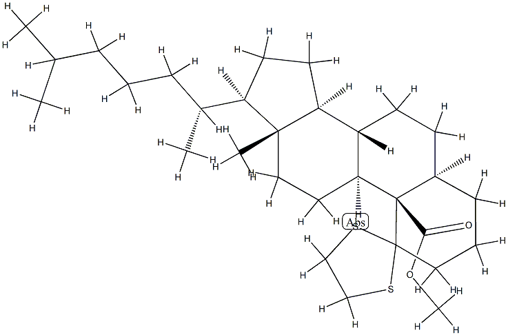 1,1-(Ethylenebisthio)-5α-cholestan-19-oic acid methyl ester Struktur