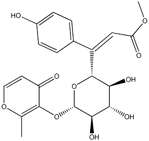 2-Methyl-4-oxo-4H-pyran-3-yl 6-O-[(Z)-3-(4-hydroxyphenyl)propenoyl]-β-D-glucopyranoside Struktur