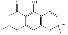 5-Hydroxy-2,2,8-trimethyl-2H,6H-benzo[1,2-b:5,4-b']dipyran-6-one Struktur
