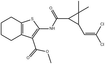 methyl 2-(3-(2,2-dichlorovinyl)-2,2-dimethylcyclopropane-1-carboxamido)-4,5,6,7-tetrahydrobenzo[b]thiophene-3-carboxylate Structure