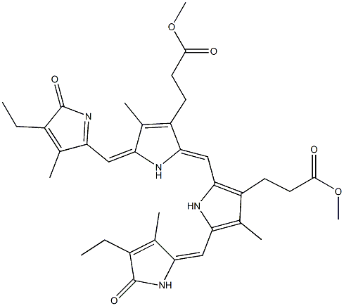 1,19-Dioxo-2,18-diethyl-3,7,13,17-tetramethyl-1,19,21,24-tetrahydro-22H-biline-8,12-bis(propanoic acid methyl) ester Structure