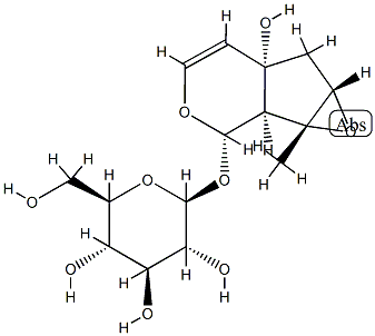 [(1aR)-1a,1bα,2,5a,6,6aβ-ヘキサヒドロ-5aα-ヒドロキシ-1aβ-メチルオキシレノ[4,5]シクロペンタ[1,2-c]ピラン-2α-イル]β-D-グルコピラノシド 化學(xué)構(gòu)造式