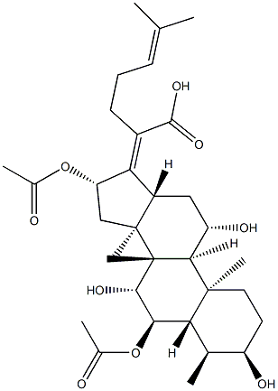 (4α,8α,9β,13α,14β,17Z)-6α,16β-Diacetoxy-3α,7β,11β-trihydroxy-29-nordammara-17(20),24-dien-21-oic acid Struktur