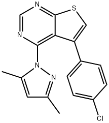 5-(4-chlorophenyl)-4-(3,5-dimethyl-1H-pyrazol-1-yl)thieno[2,3-d]pyrimidine Struktur