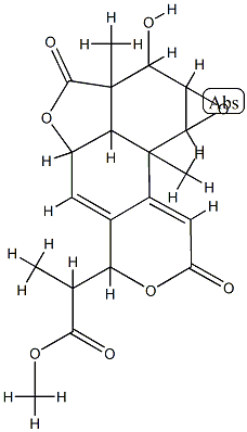 (1aS)-1aα,2a,4aβ,4bβ,6,8,9b,9cα-Octahydro-2β-hydroxy-2aβ,9bα-dimethyl-6β-[1-(methoxycarbonyl)ethyl]-2H,3H-furo[2',3',4':4,5]oxireno[7,8]naphtho[2,1-c]pyran-3,8-dione Struktur