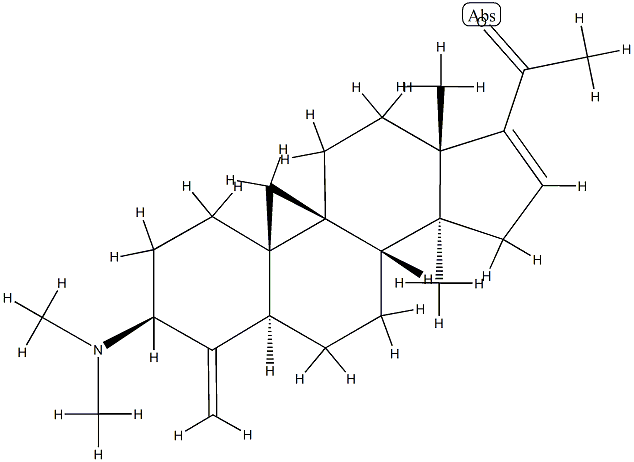 3β-(Dimethylamino)-14-methyl-4-methylene-9,19-cyclo-5α-pregn-16-en-20-one Struktur