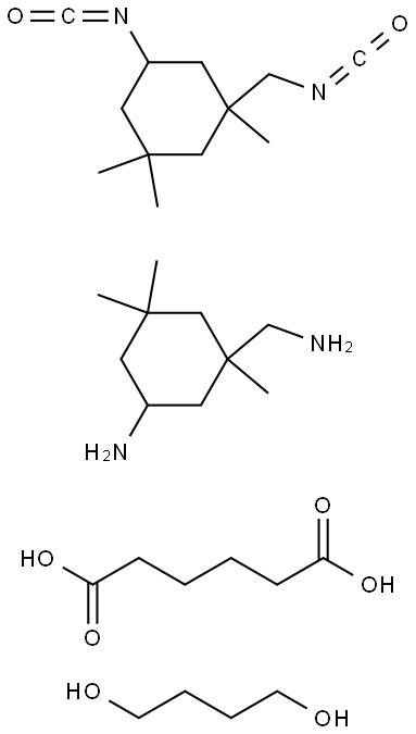 Hexanedioic acid, polymer with 5-amino-1,3,3-trimethylcyclohexanemethanamine, 1,4-butanediol and 5-isocyanato-1-(isocyanatomethyl)-1,3,3-trimethylcyclohexane Struktur