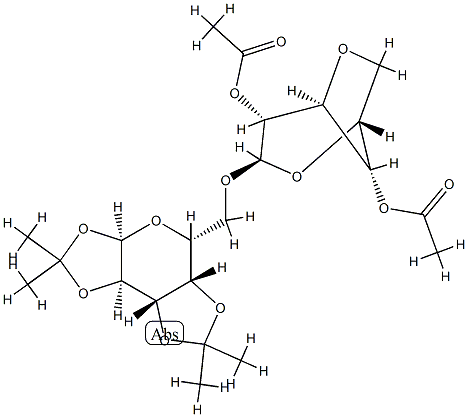 6-O-(2-O,4-O-Diacetyl-3,6-anhydro-1-deoxy-β-D-galactopyranos-1-yl)-1-O,2-O:3-O,4-O-diisopropylidene-α-D-galactopyranose Struktur