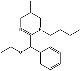 3,4,5,6-Tetrahydro-3-butyl-2-(α-ethoxybenzyl)-5-methylpyrimidine Struktur
