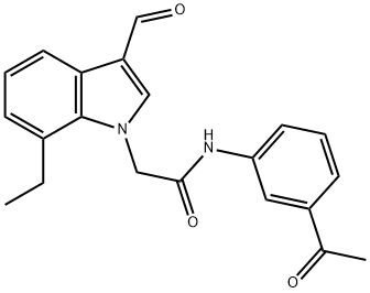 1H-Indole-1-acetamide,N-(3-acetylphenyl)-7-ethyl-3-formyl-(9CI) Struktur