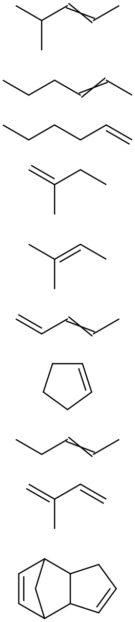 4,7-Methano-1H-indene, 3a,4,7,7a-tetrahydro-, polymer with cyclopentene, 1-hexene, 2-hexene, 2-methyl-1,3-butadiene, 2-methyl-1-butene, 2-methyl-2-butene, 4-methyl-2-pentene, 1,3-pentadiene and 2-pentene Struktur