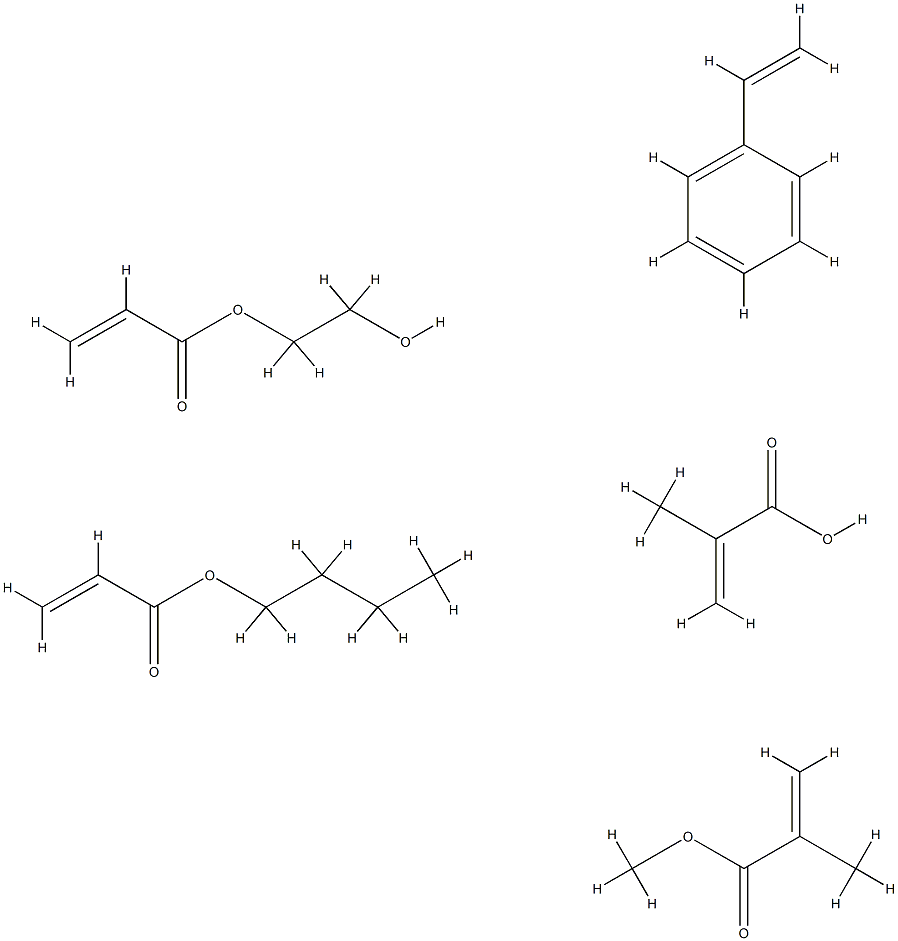 2-Propenoic acid, 2-methyl-, polymer with butyl 2-propenoate, ethenylbenzene, 2-hydroxyethyl 2-propenoate and methyl 2-methyl-2-propenoate Struktur
