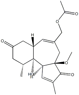 (3aR)-5-(Acetyloxy)methyl-3a,4,6aα,7,9,10,10a,10bβ-octahydro-10aβ-hydroxy-3aα-methoxy-2,10β-dimethylbenz[e]azulene-3,8-dione Struktur