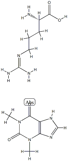 (2S)-2-amino-5-(diaminomethylideneamino)pentanoic acid, 1,3-dimethyl-7 H-purine-2,6-dione Struktur
