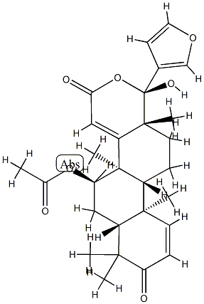 (13α)-7α-(Acetyloxy)-21,23-epoxy-17a-hydroxy-4,4,8-trimethyl-D-homo-24-nor-17-oxa-5α-chola-1,14,20,22-tetrene-3,16-dione Struktur