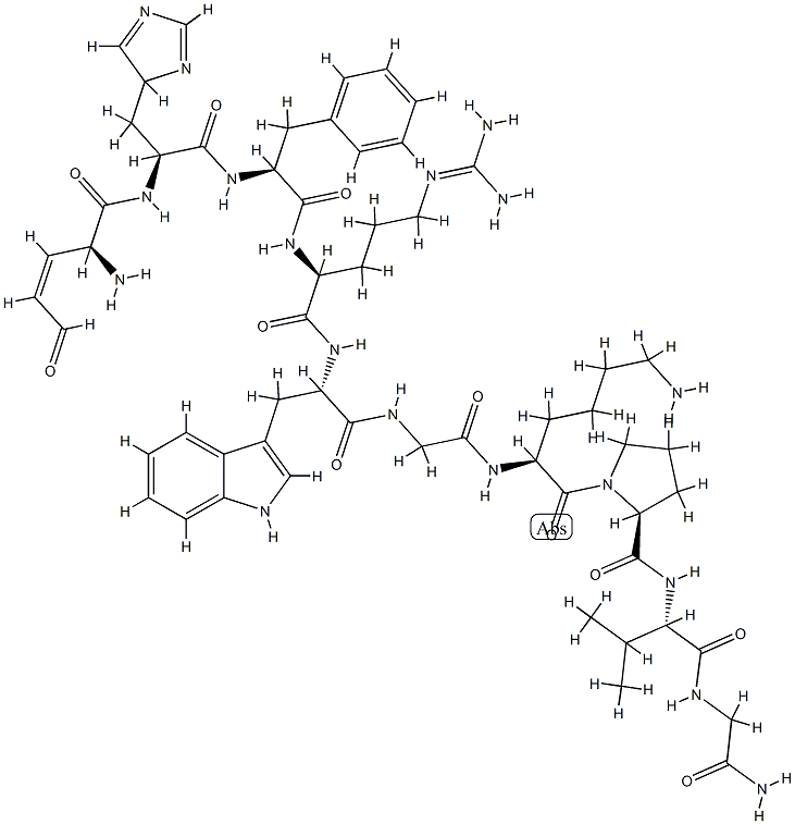 glutamyl-histidyl-phenylalanyl-arginyl-tryptophyl-glycyl-lysyl-prolyl-valyl-glycinamide cyclic peptide Struktur