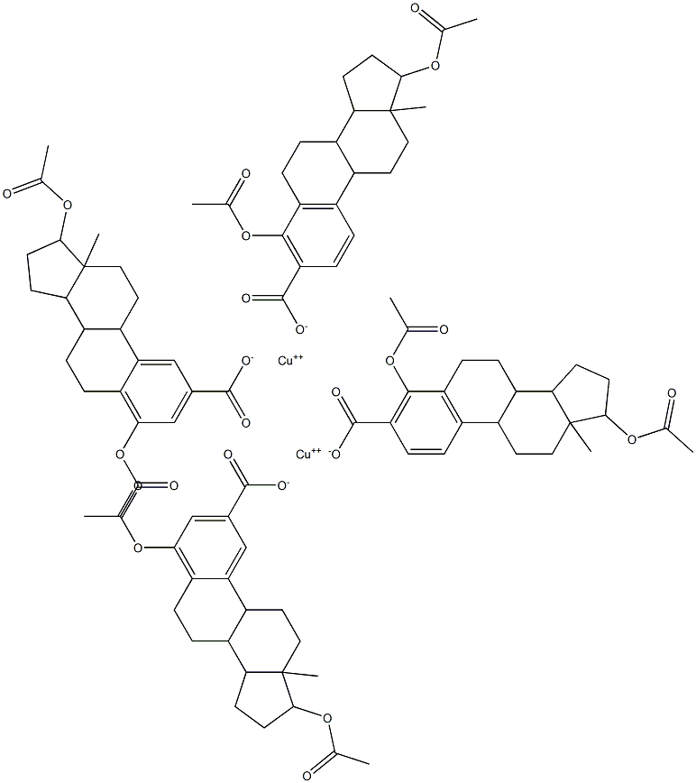 tetrakis(3,17-diacetoxyestra-1,3,5(10)-trien-2-carboxylato)dicopper(II) Struktur