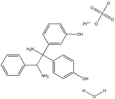 aqua(1,1-bis(4-hydroxyphenyl)-1,2-diamino-2-phenylethane)platinum(II) sulfate Struktur