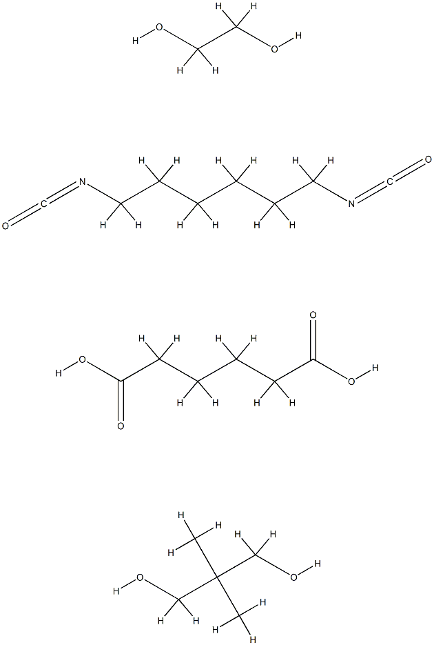 Hexanedioic acid, polymer with 1,6-diisocyanatohexane, 2,2-dimethyl-1,3-propanediol and 1,2-ethanediol Struktur