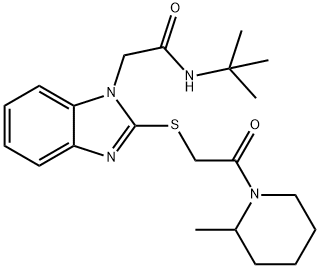 1H-Benzimidazole-1-acetamide,N-(1,1-dimethylethyl)-2-[[2-(2-methyl-1-piperidinyl)-2-oxoethyl]thio]-(9CI) Struktur