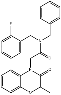 4H-1,4-Benzoxazine-4-acetamide,N-[(2-fluorophenyl)methyl]-2,3-dihydro-2-methyl-3-oxo-N-(phenylmethyl)-(9CI) Struktur