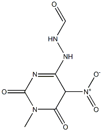 N-[(1-methyl-5-nitro-2,6-dioxo-5H-pyrimidin-4-yl)amino]formamide Struktur