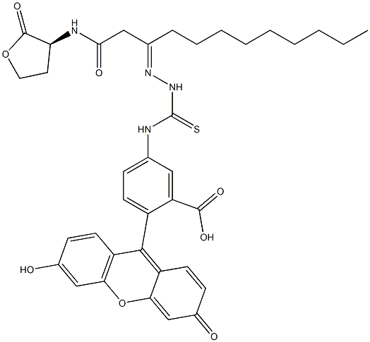 N-dodecanoyl-L-Homoserine lactone-3-hydrazone-fluorescein Struktur
