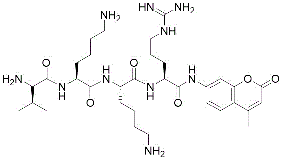 D-VAL-LYS-LYS-ARG-7-AMINO-4-METHYLCOUMARIN Struktur