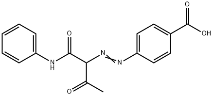 4-[(E)-2-[2-oxo-1-(phenylcarbamoyl)propyl]diazen-1-yl]benzoic acid Struktur