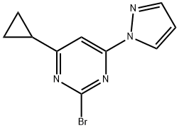 2-bromo-4-(1H-pyrozol-1-yl)-6-cyclopropylpyrimidine Structure